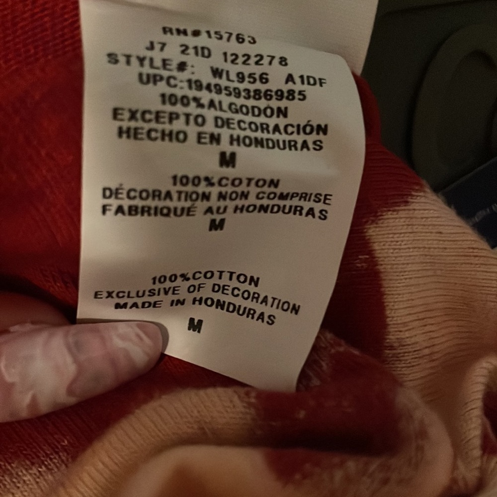 Champion Cropped Red Bleach Tie Dyed Tee Size M - Picture 6 of 6